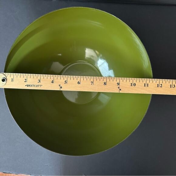 Rare MCM 60s Hanova of Pasadena Large Enamel Dove and Vine Bowl in Green & White - Picture 15 of 15